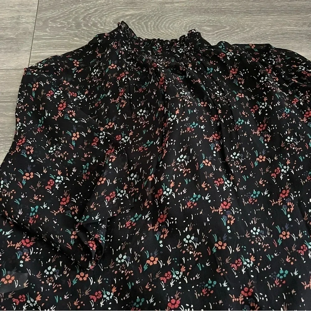 Apiece Apart SHIRRED ZADAR TOP BRUSH PRINT BLACK MULTI